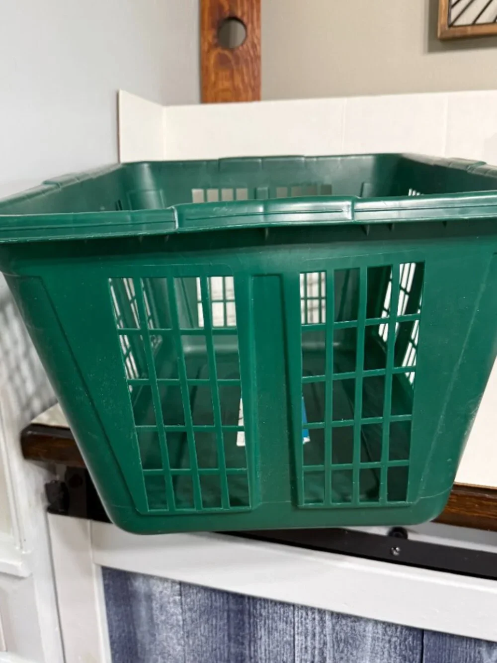 Rubbermaid 2965 Laundry Basket Dark Green Vintage Rectangle Plastic Large   Rub